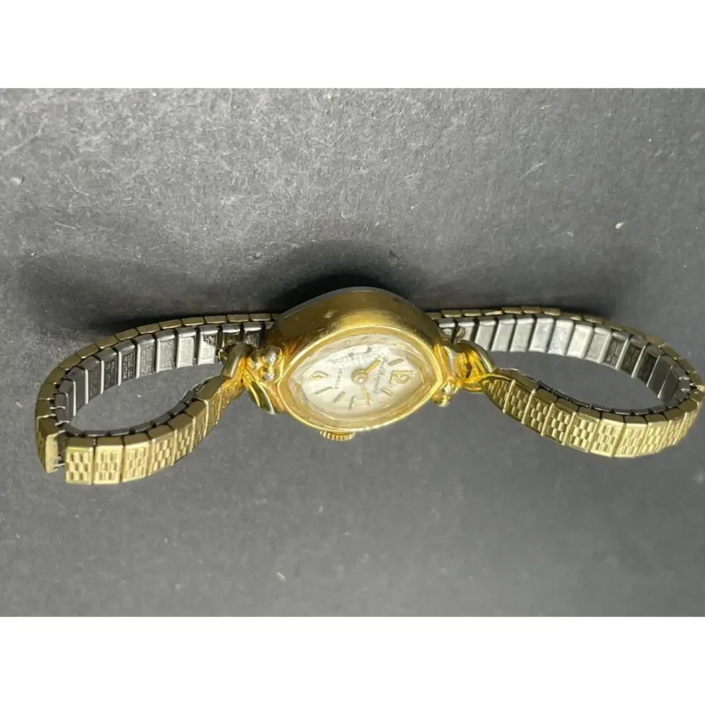 Vintage Paul Raynard 17J Womens Cocktail Watch Gold Tone Expansion Band 17mm